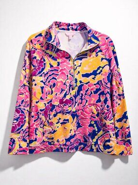 Lilly Pulitzer Half zip Pullover Kangaroo pocket Cotton Spandex